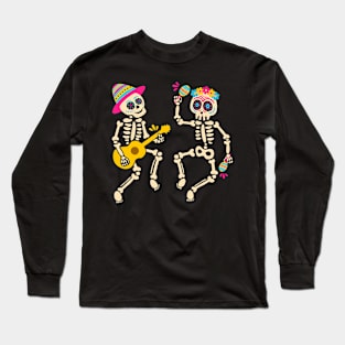 Dia De Los Muertos Skeleton Dancing Skull Day Of The Dead Long Sleeve T-Shirt